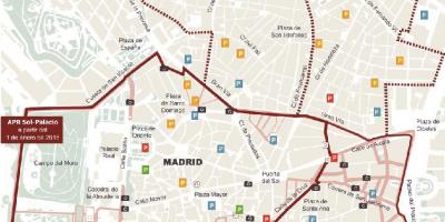 La carte de Madrid, parking