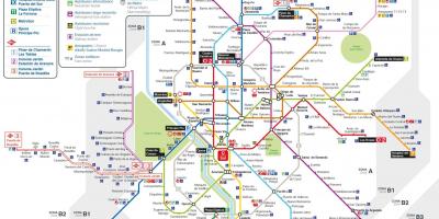 La carte de Madrid de transport public