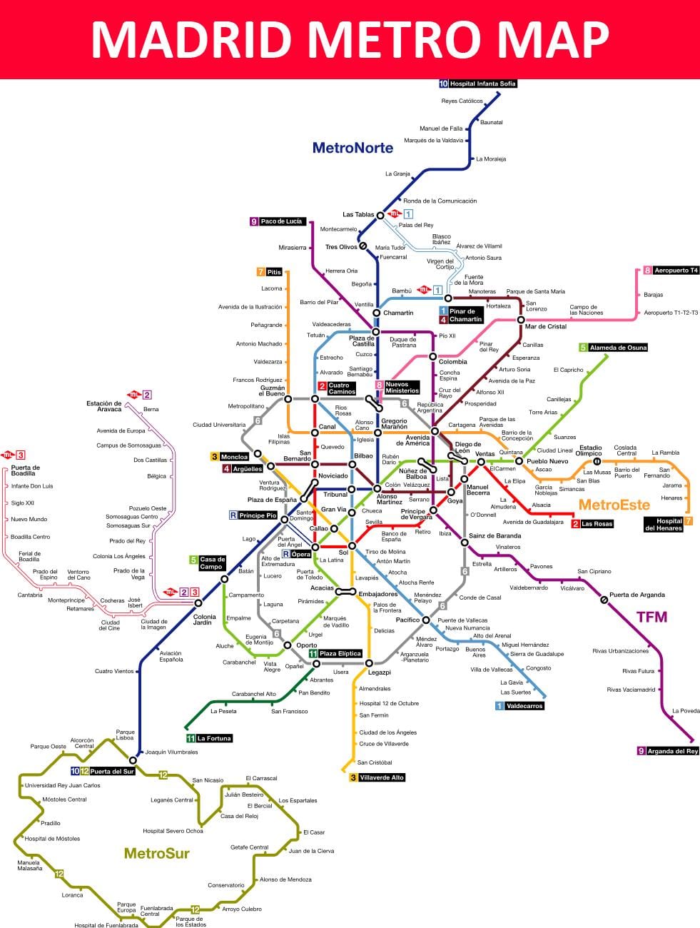 Madrid (Espagne) plan de métro
