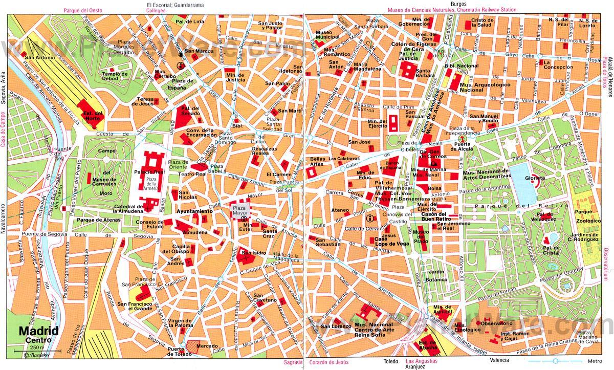 Madrid (Espagne) ville centre de la carte