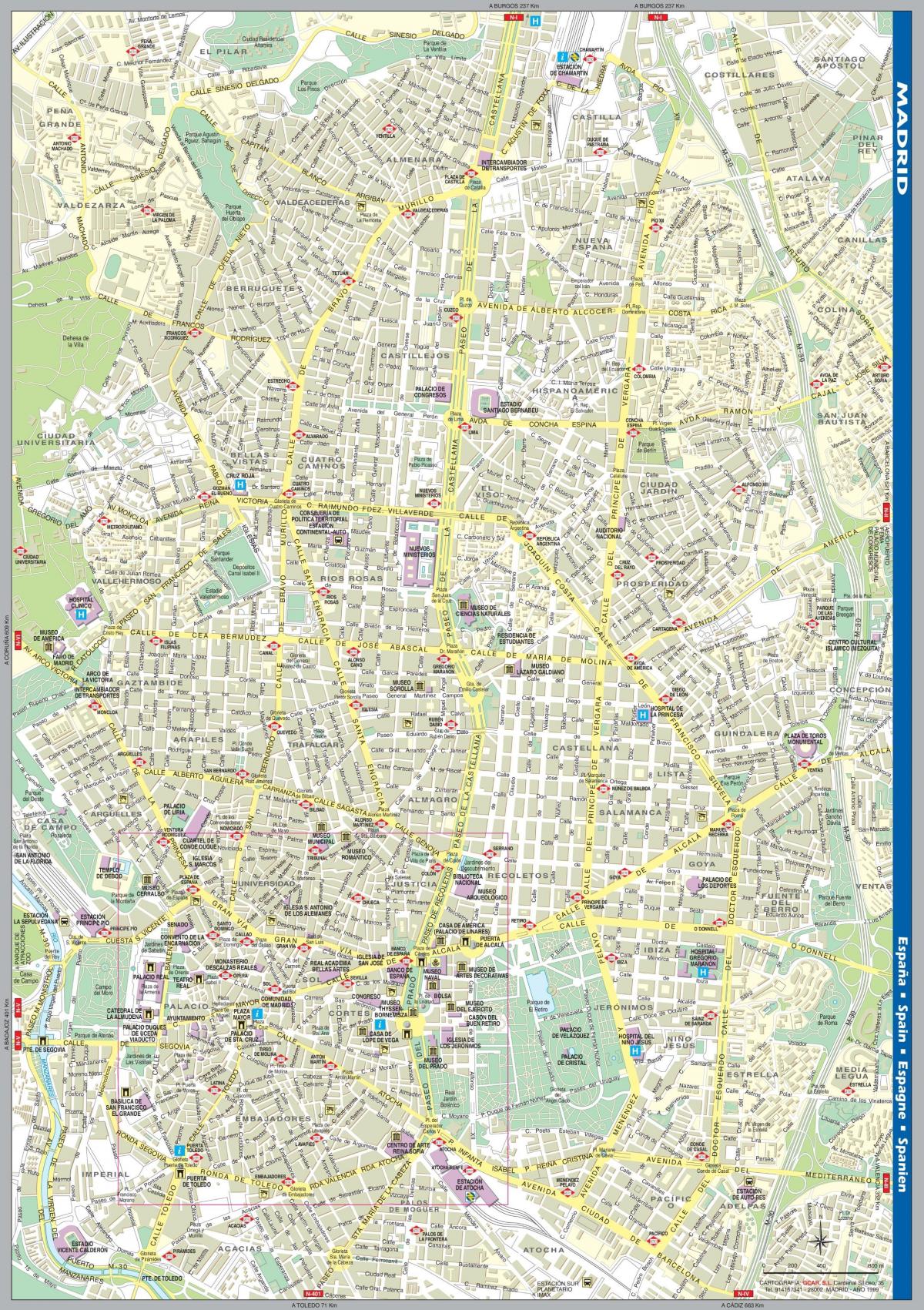 carte de rue de centre-ville de Madrid