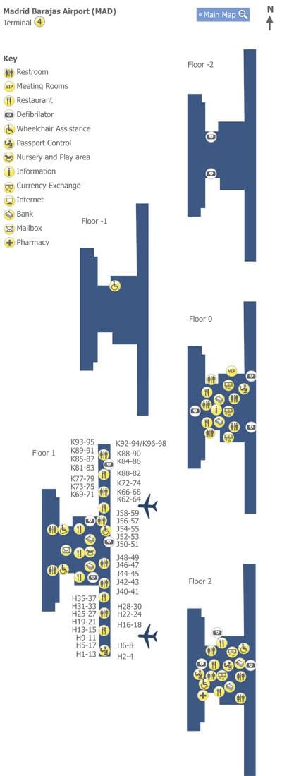 madrid-barajas et le terminal 4 de la carte