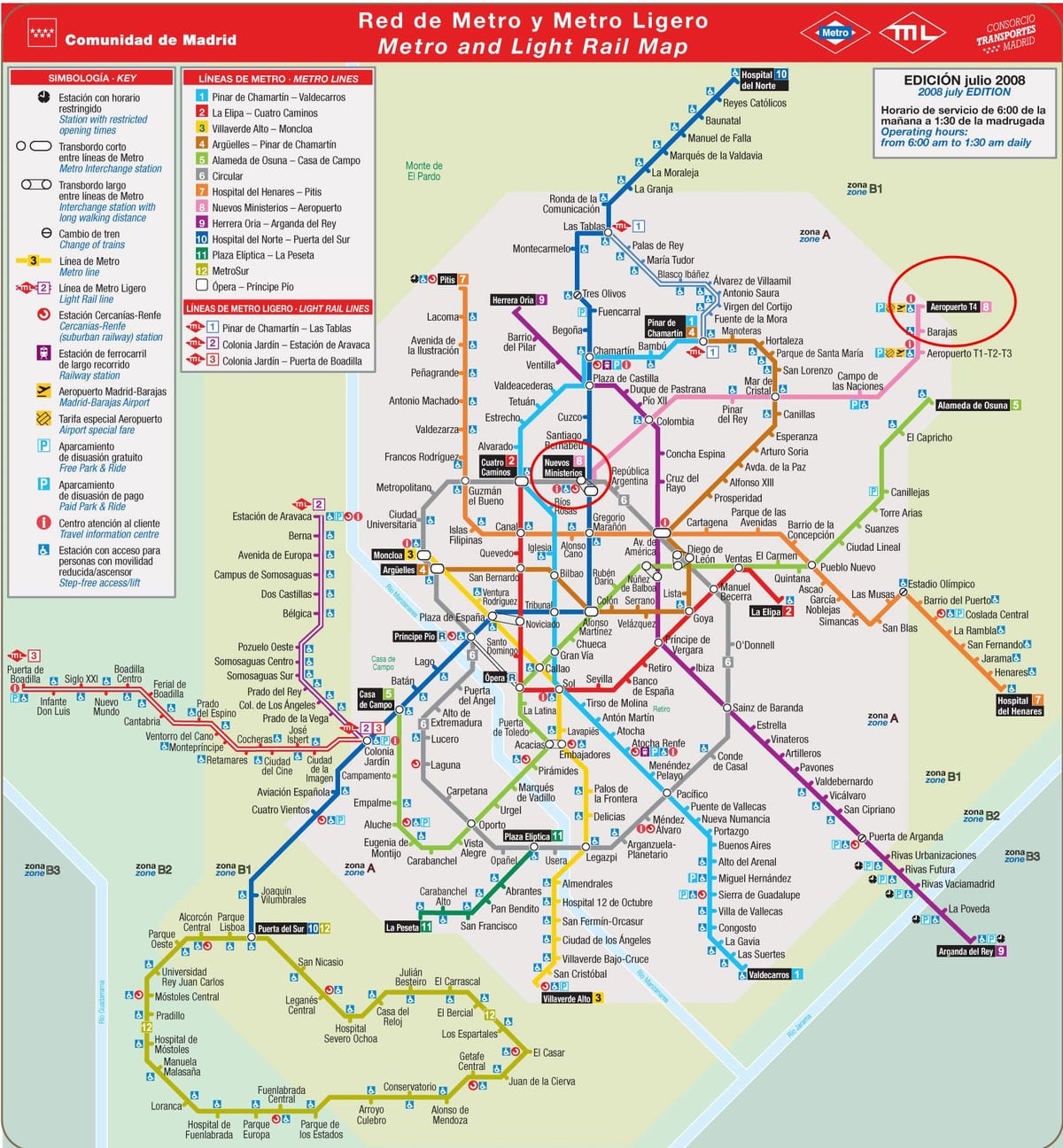 Madrid plan de métro de l'aéroport