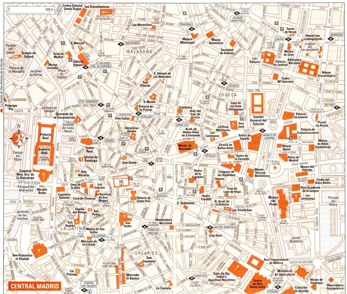 carte touristique du centre de Madrid