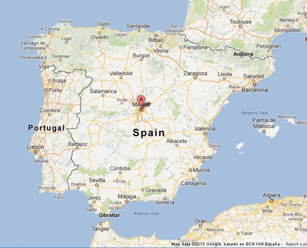 carte de l'Espagne montrant Madrid