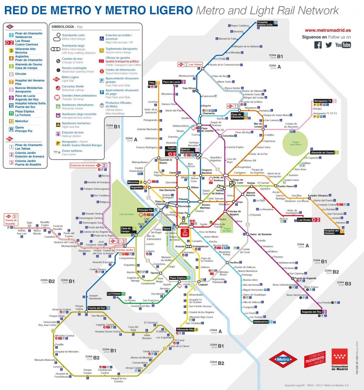 la carte de Madrid de transport public