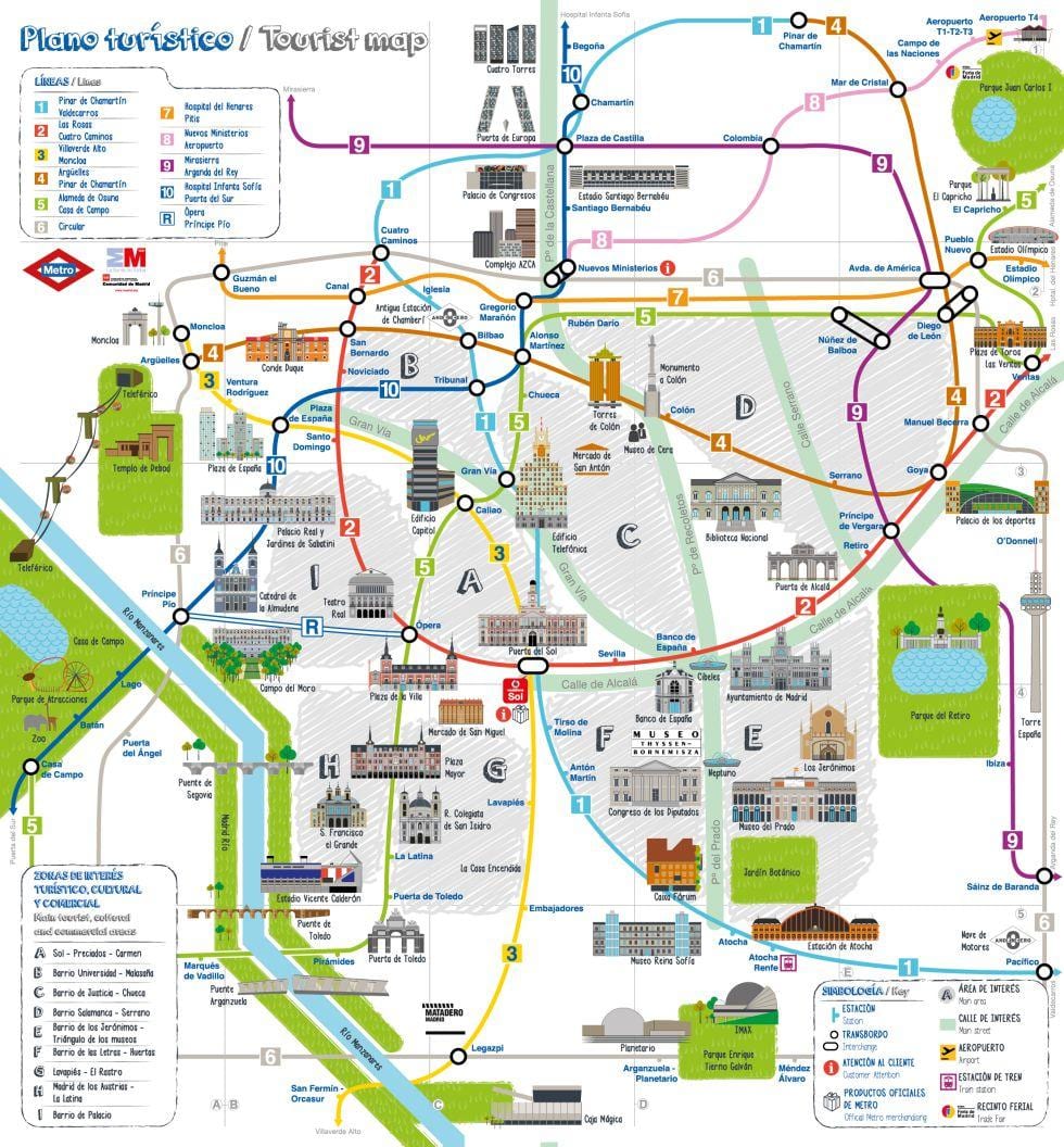 Madrid lieux d'intérêt de la carte