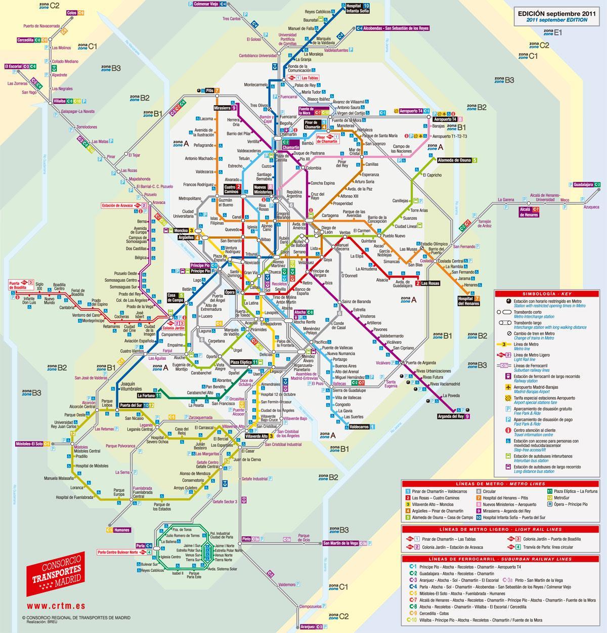 la carte de Madrid tram