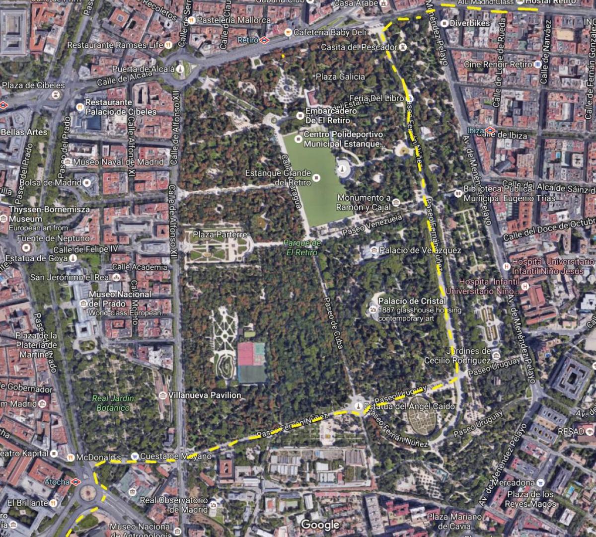 parc du retiro de Madrid carte